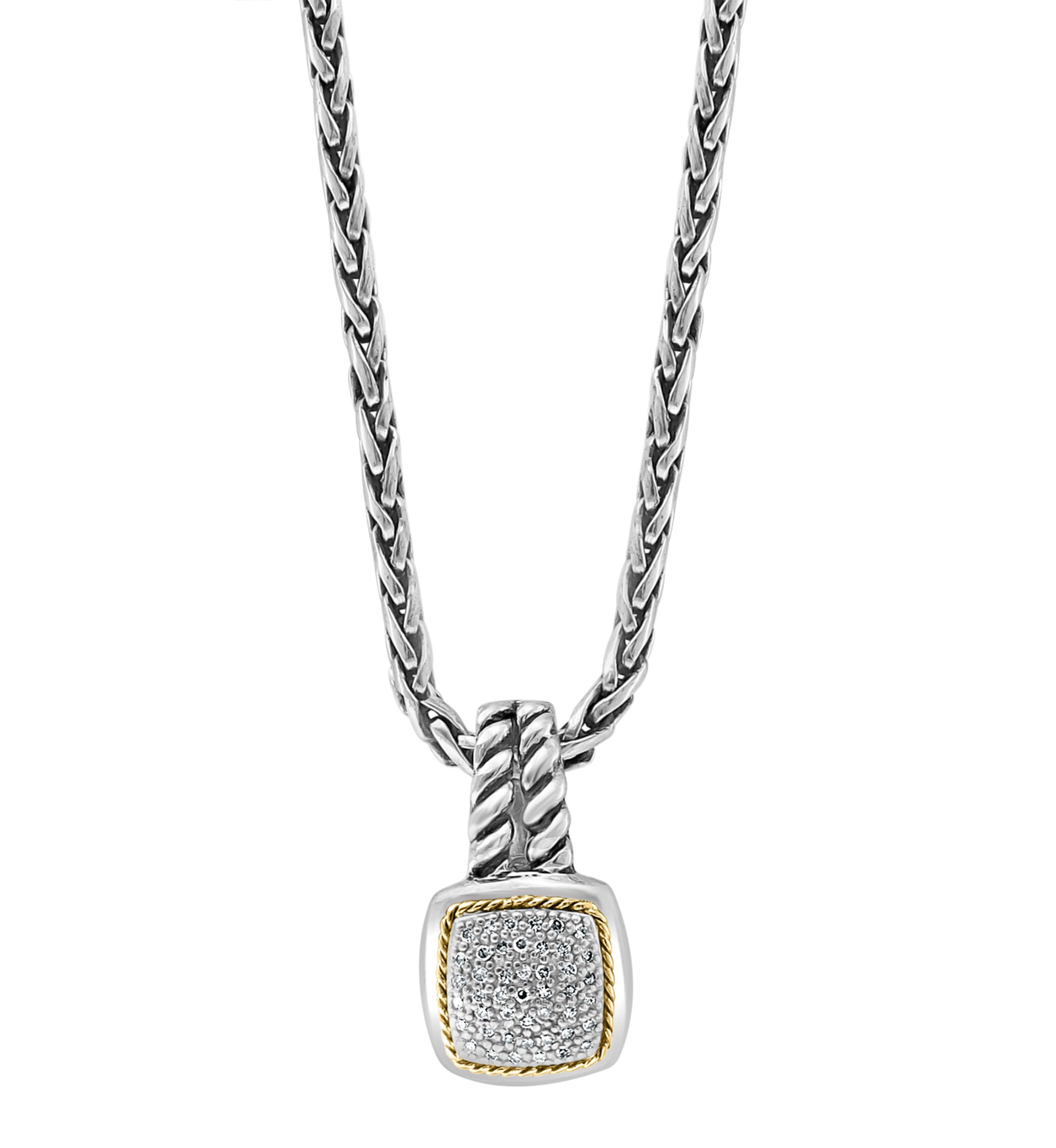 Sterling Silver/18K Yellow Gold Diamond Pendant Necklace