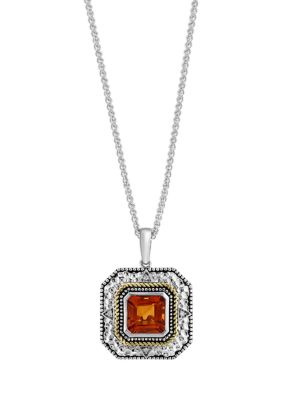 Effy Diamond And Citrine Pendant Necklace In Sterling Silver And 14K Yellow Gold