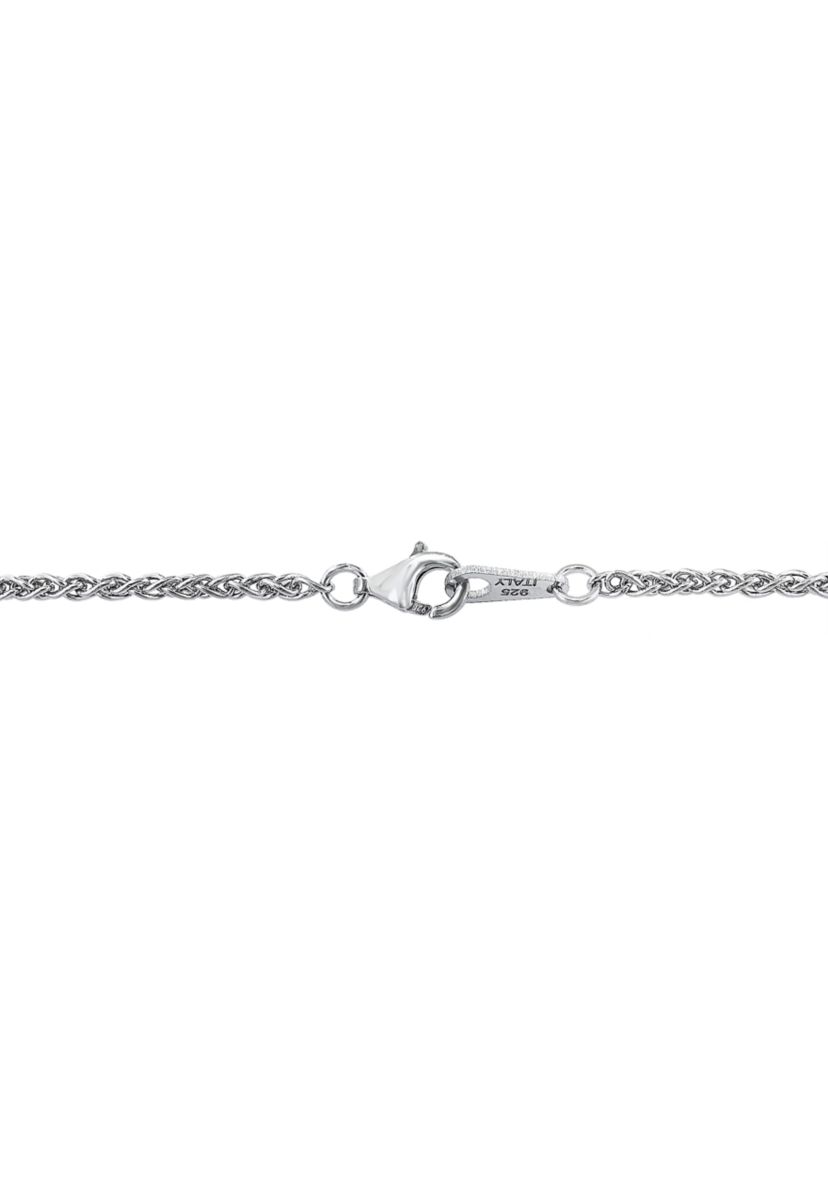 Diamond and London Blue Topaz Circle Pendant Necklace in Sterling Silver