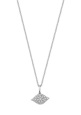 Effy Sterling Silver Diamond Pavé Evil Eye Pendant Necklace, 18 in