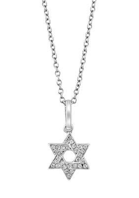 Effy 1/10 Ct. T.w. Diamond Star Of David Pendant Necklace In Sterling Silver, 16 In -  0617892774218