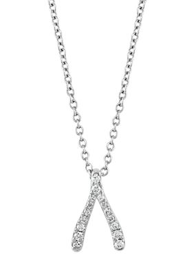 Effy 1/10 Ct. T.w. Diamond Wishbone Pendant Necklace In Sterling Silver