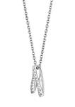 1/10 ct. t.w. Diamond Wishbone Pendant Necklace in Sterling Silver
