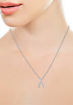 1/10 ct. t.w. Diamond Wishbone Pendant Necklace in Sterling Silver
