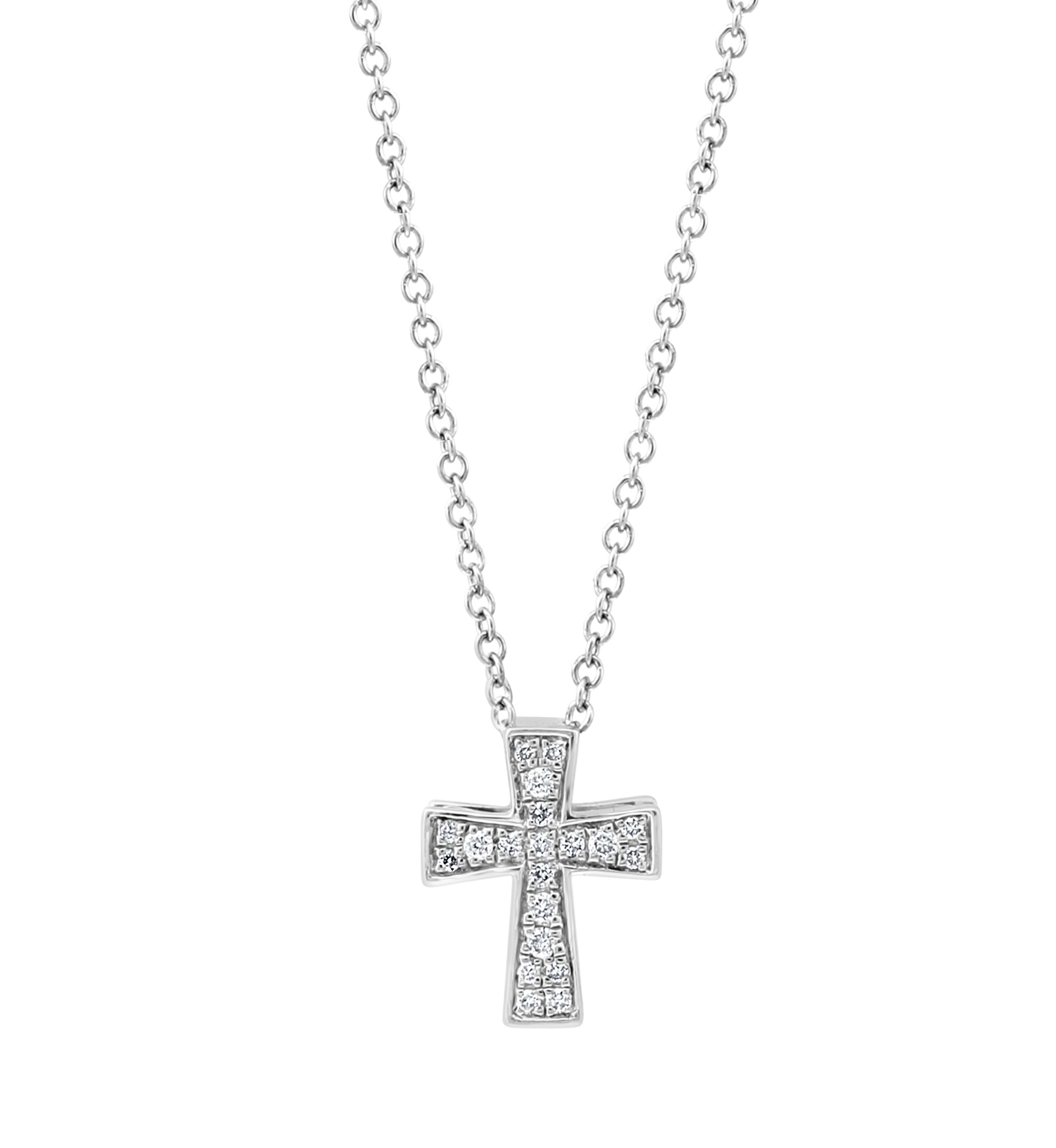 Diamond Cross Pendant Necklace in Sterling Silver