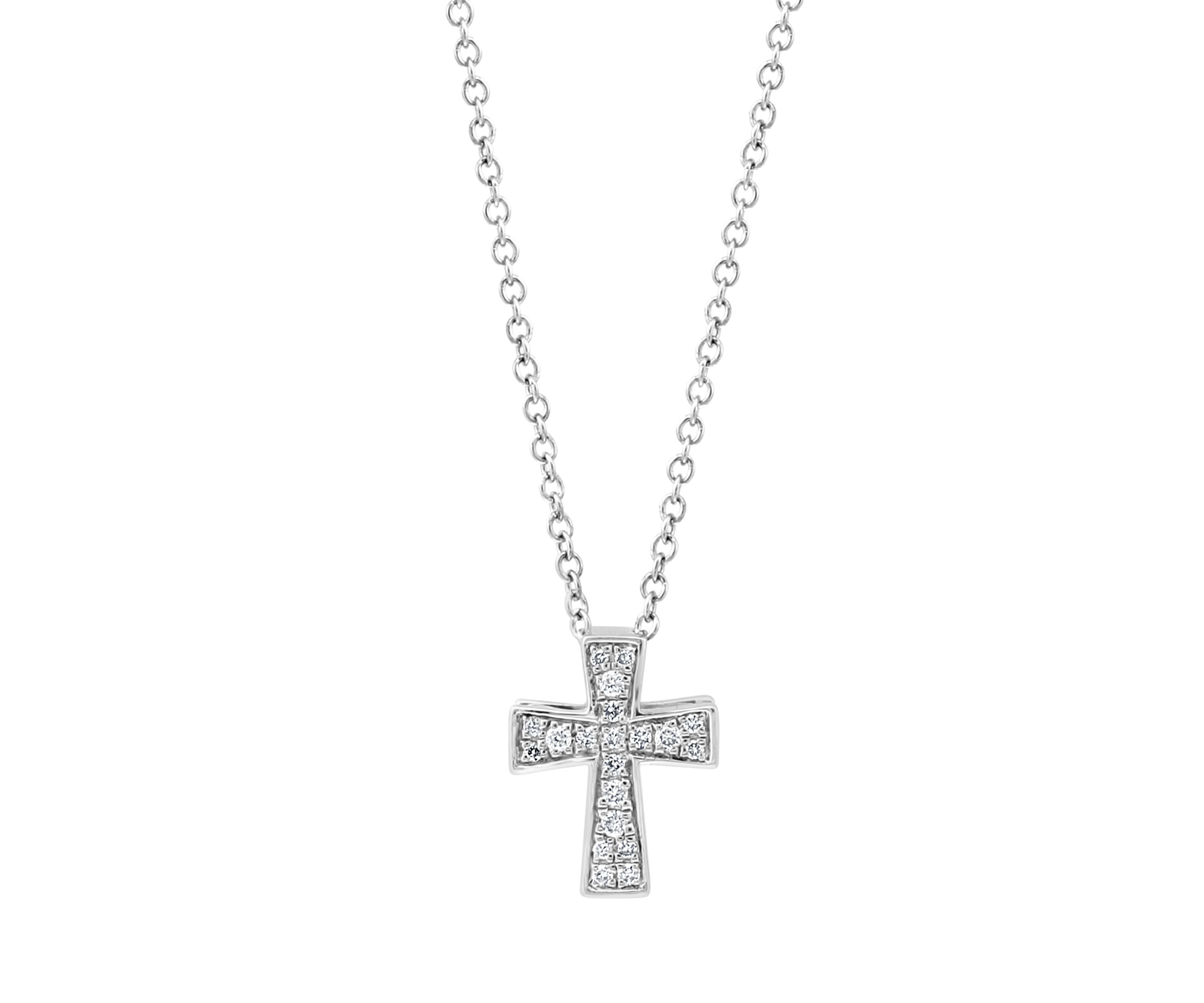 Diamond Cross Pendant Necklace in Sterling Silver