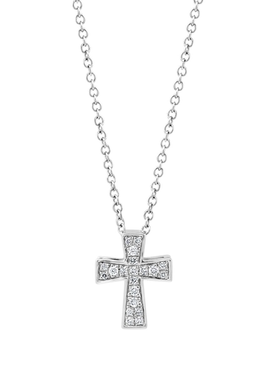 Diamond Cross Pendant Necklace in Sterling Silver