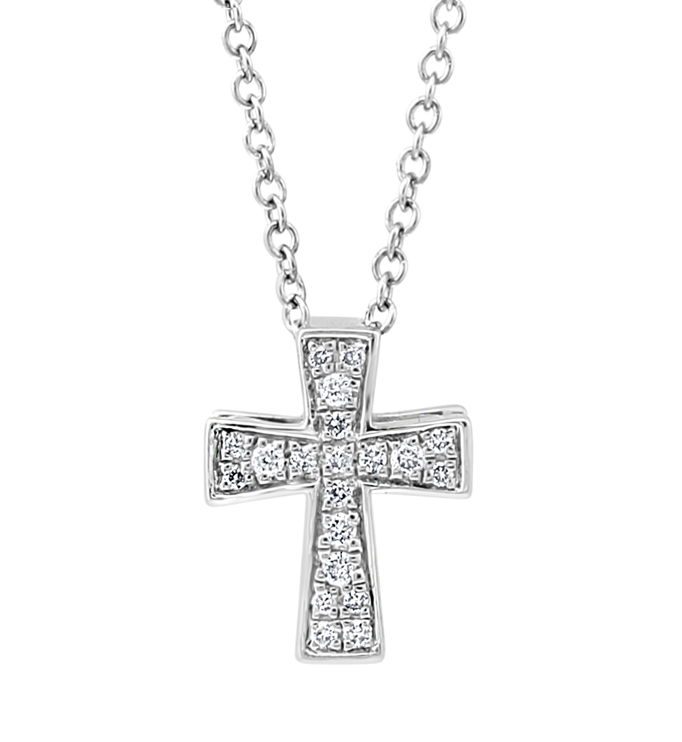 Diamond Cross Pendant Necklace in Sterling Silver