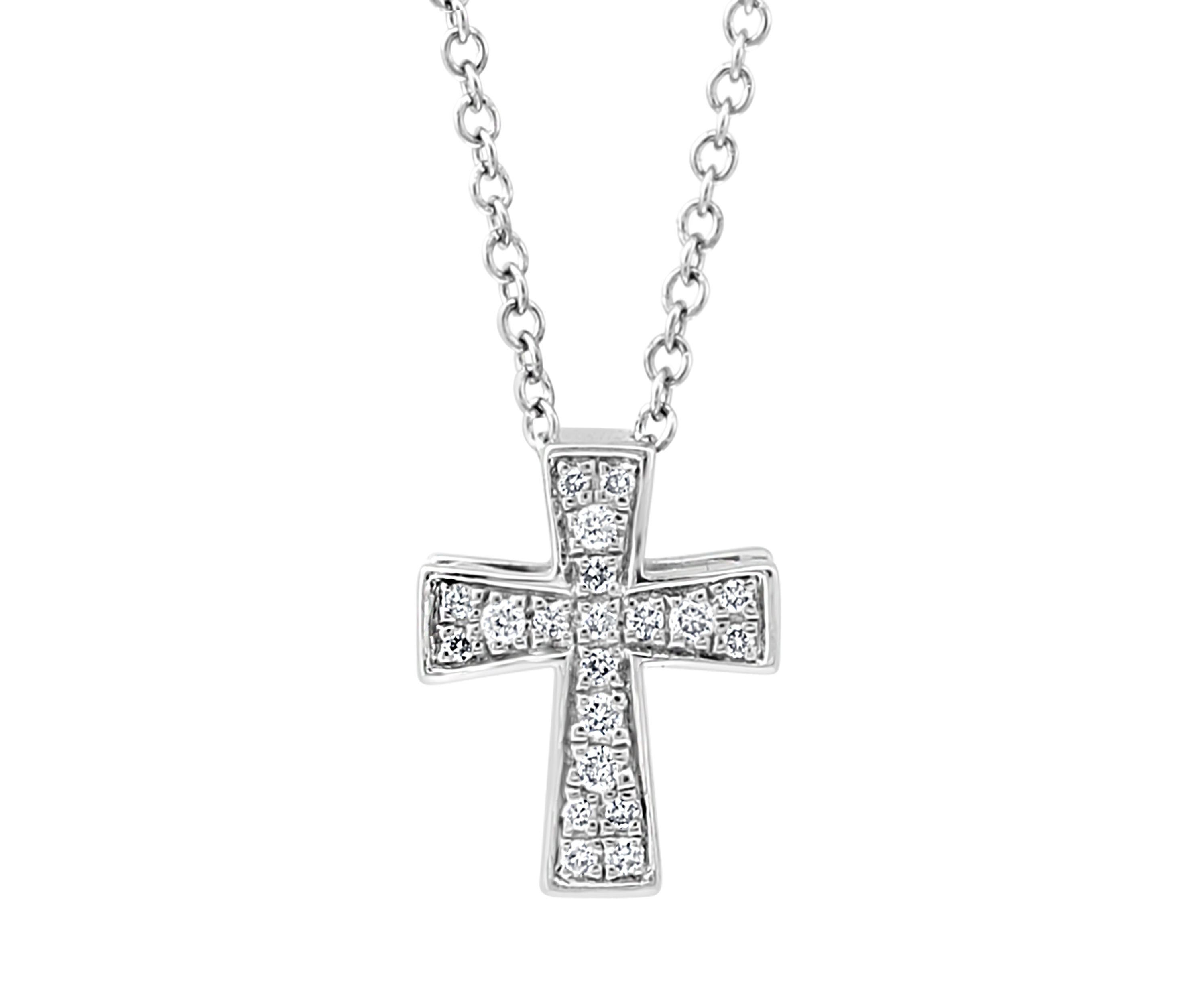 Diamond Cross Pendant Necklace in Sterling Silver
