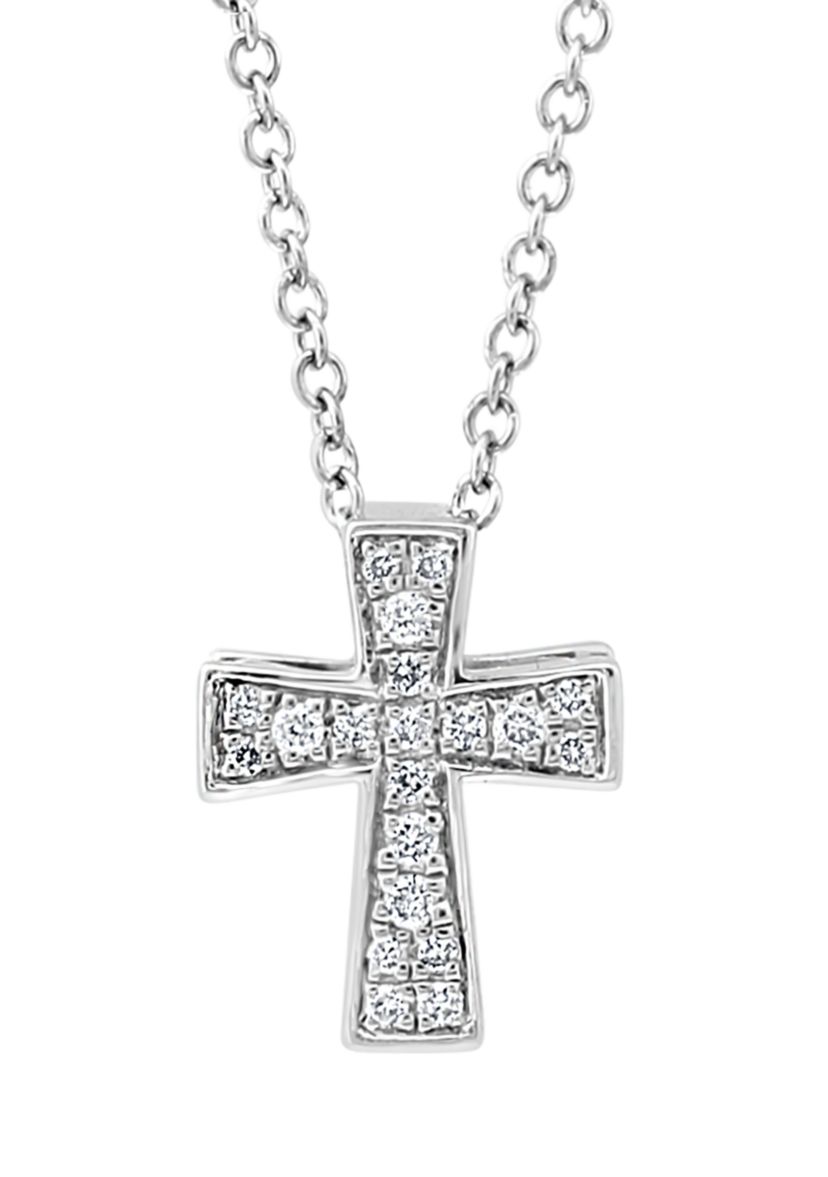 Diamond Cross Pendant Necklace in Sterling Silver