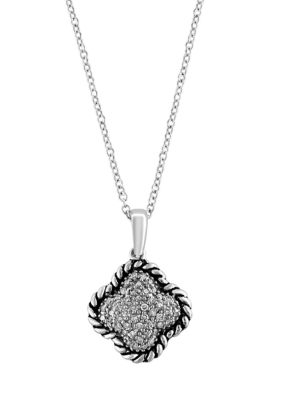 Effy Sterling Silver Diamond Clover Pendant, 16 in