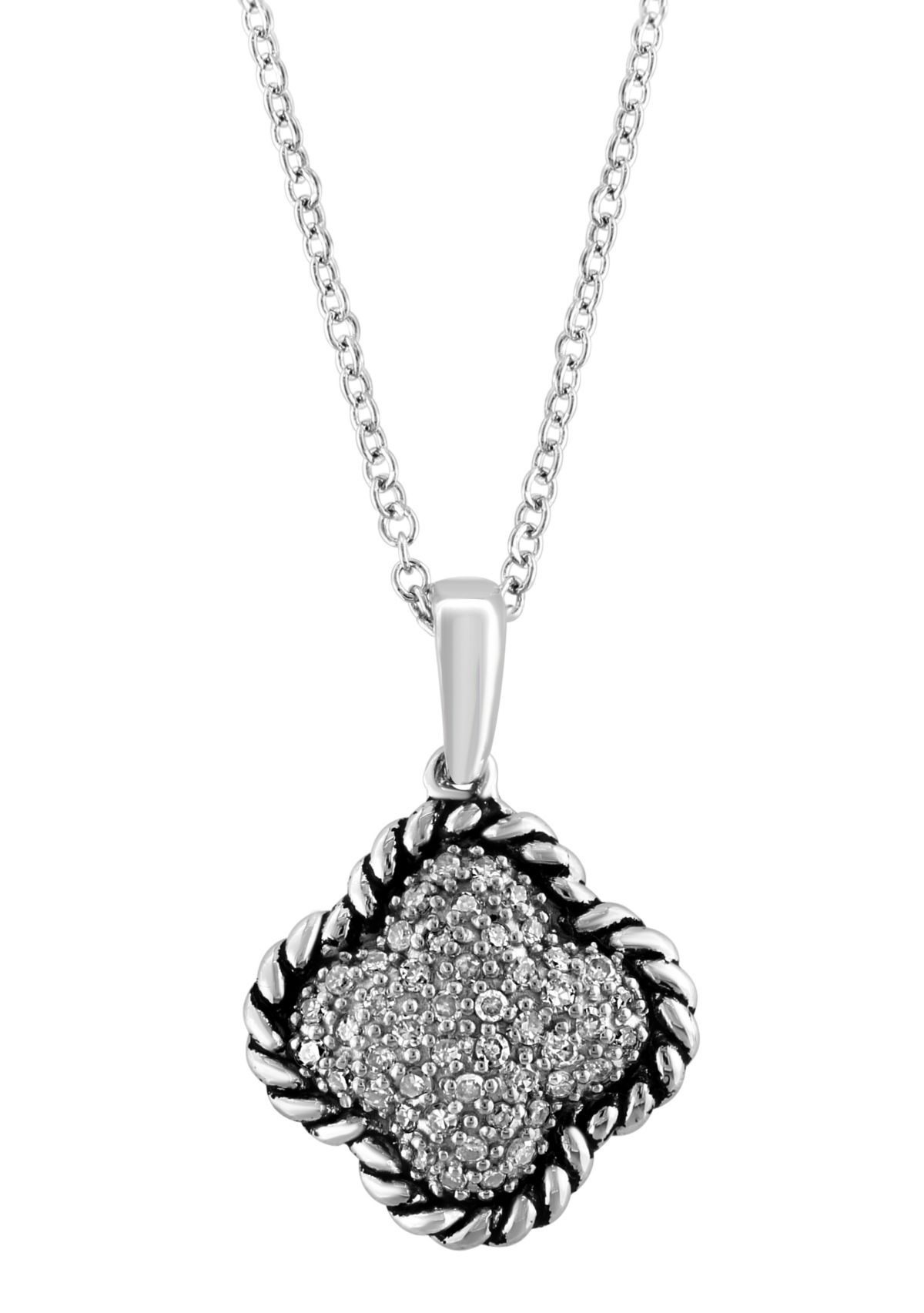 Sterling Silver Diamond Clover Pendant 