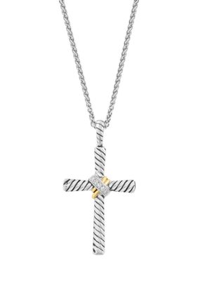 Effy Diamond Cross Pendant Necklace in Sterling Silver