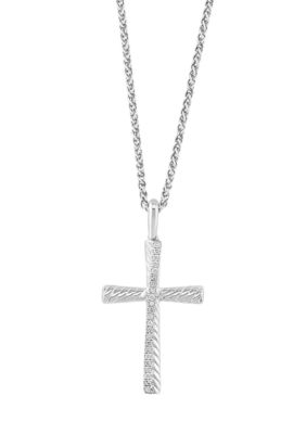 Effy Diamond Cross Pendant Necklace in Sterling Silver, 18 in