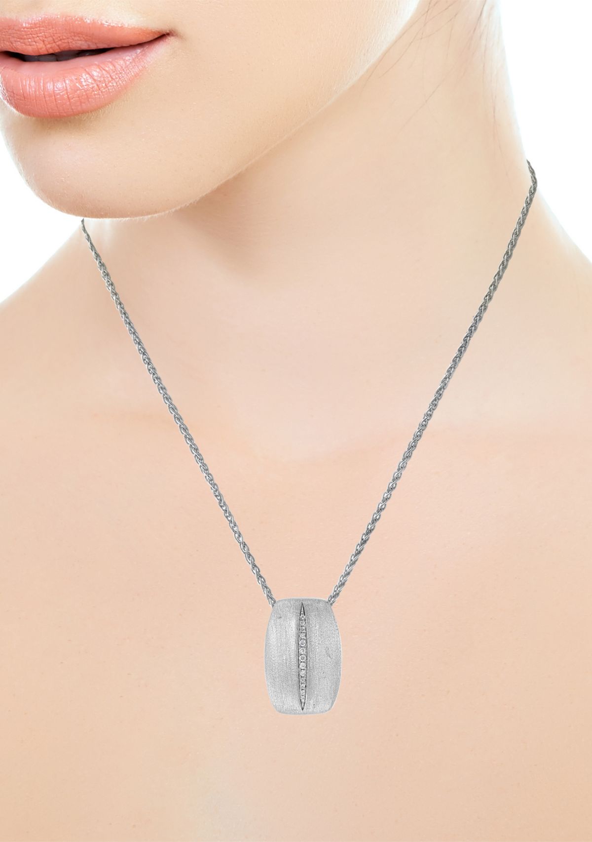 Sterling Silver Diamond Pendant Necklace