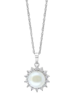 Effy 925 Sterling Silver Diamond Freshwater Pearl Pendant