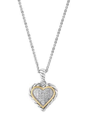 Effy Sterling Silver/gold Plated Diamond Heart Pendant