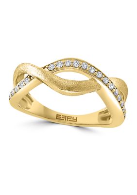 Effy Sterling Silver 14K Gold Plated Diamond Ring