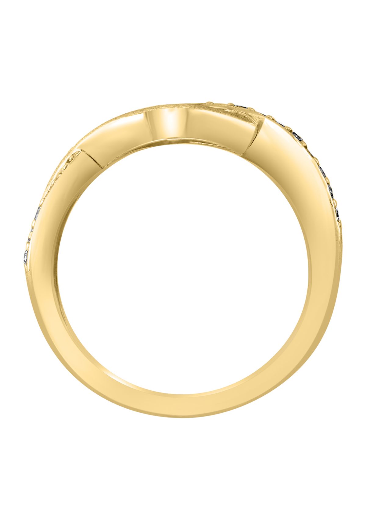 Sterling Silver 14K Gold Plated Diamond Ring 