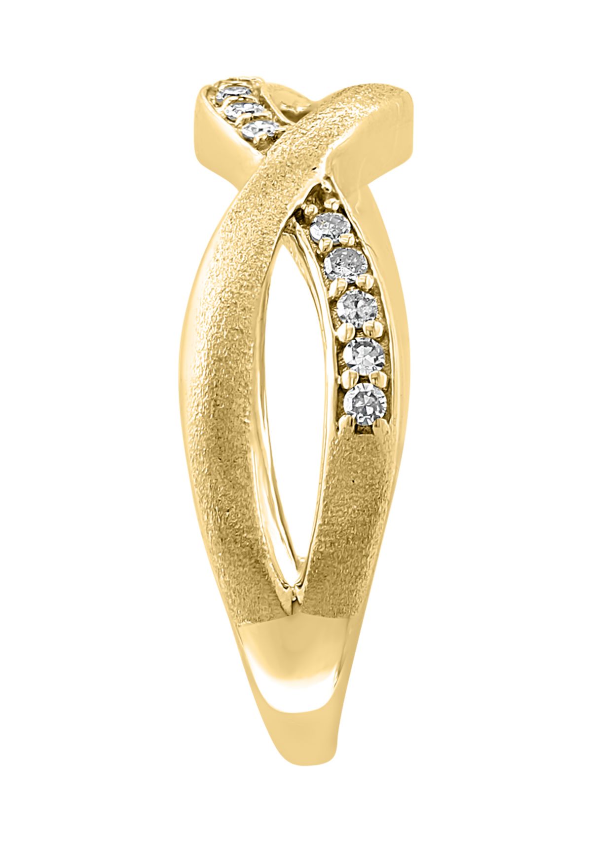 Sterling Silver 14K Gold Plated Diamond Ring 