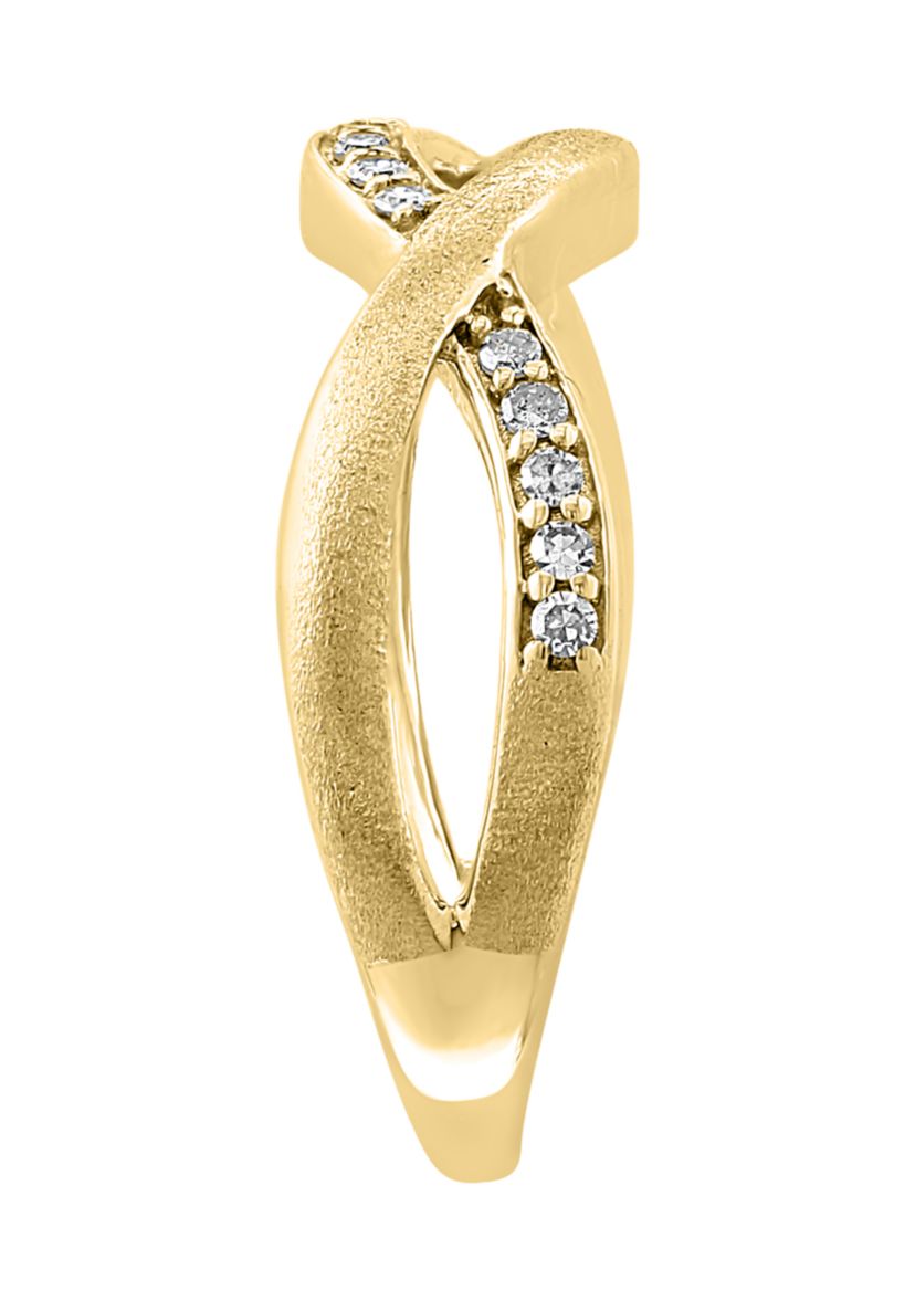 Sterling Silver 14K Gold Plated Diamond Ring 