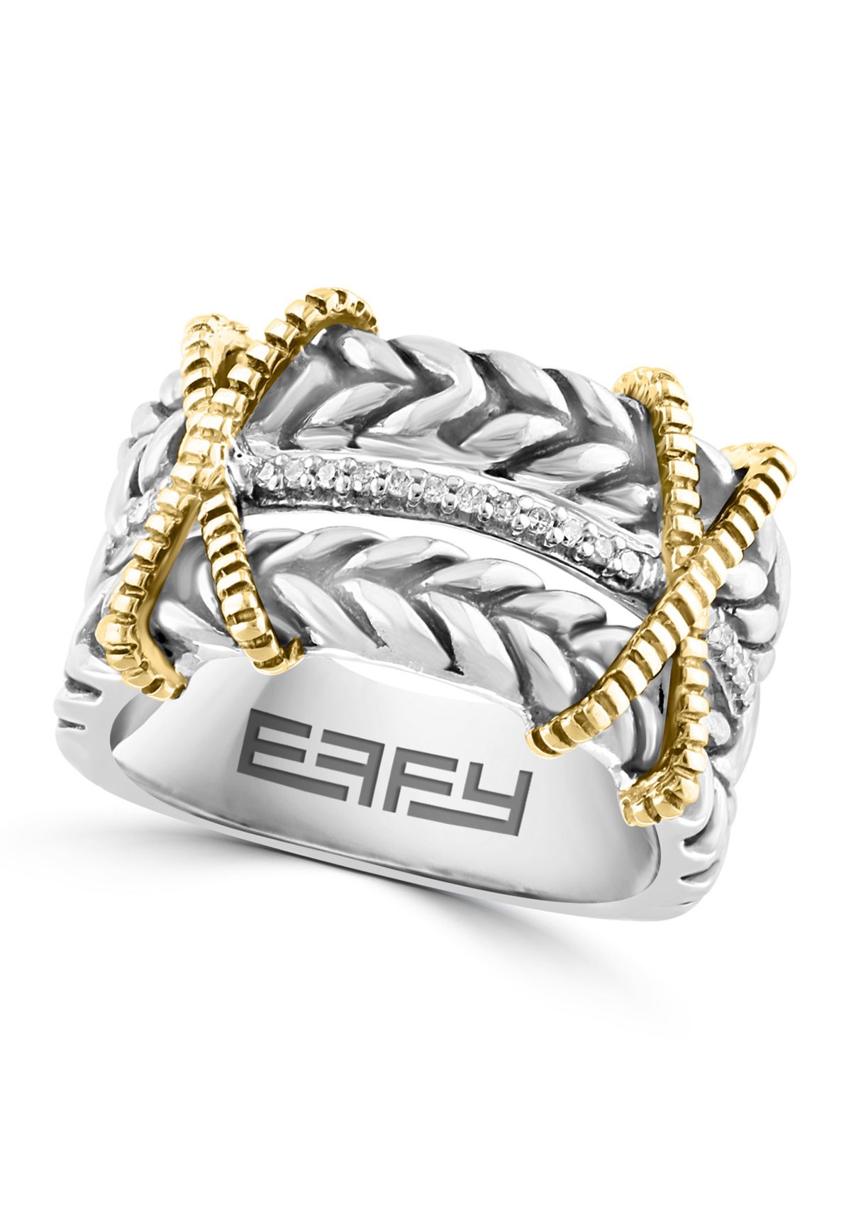 Sterling Silver/18K Yellow Gold Diamond Ring 