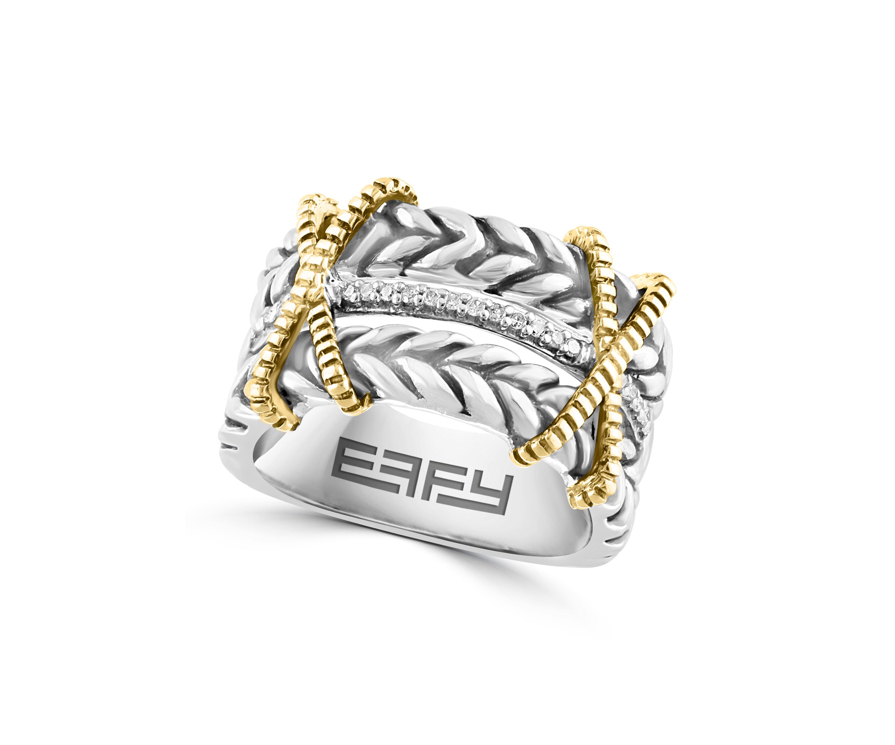 Sterling Silver/18K Yellow Gold Diamond Ring 