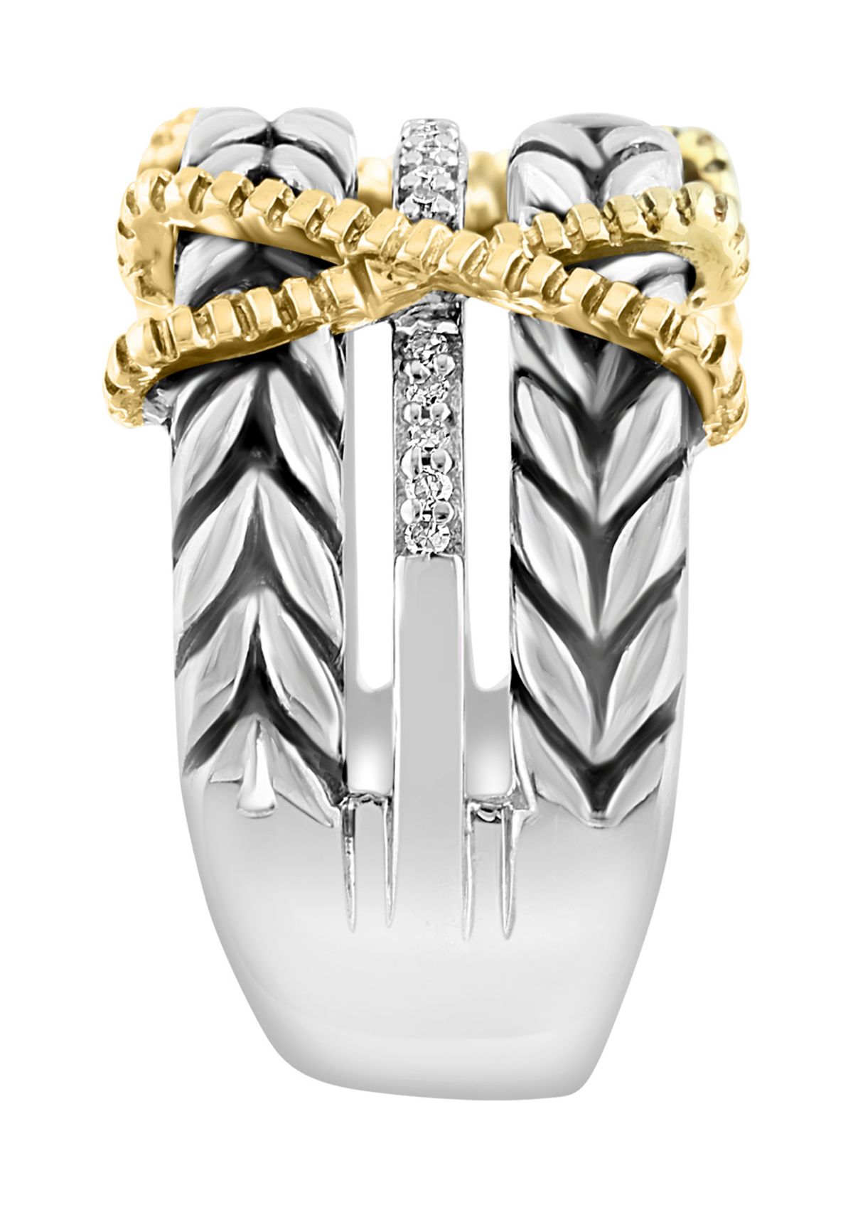 Sterling Silver/18K Yellow Gold Diamond Ring 