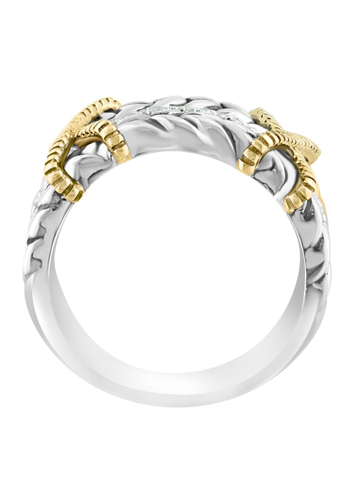 Sterling Silver/18K Yellow Gold Diamond Ring 