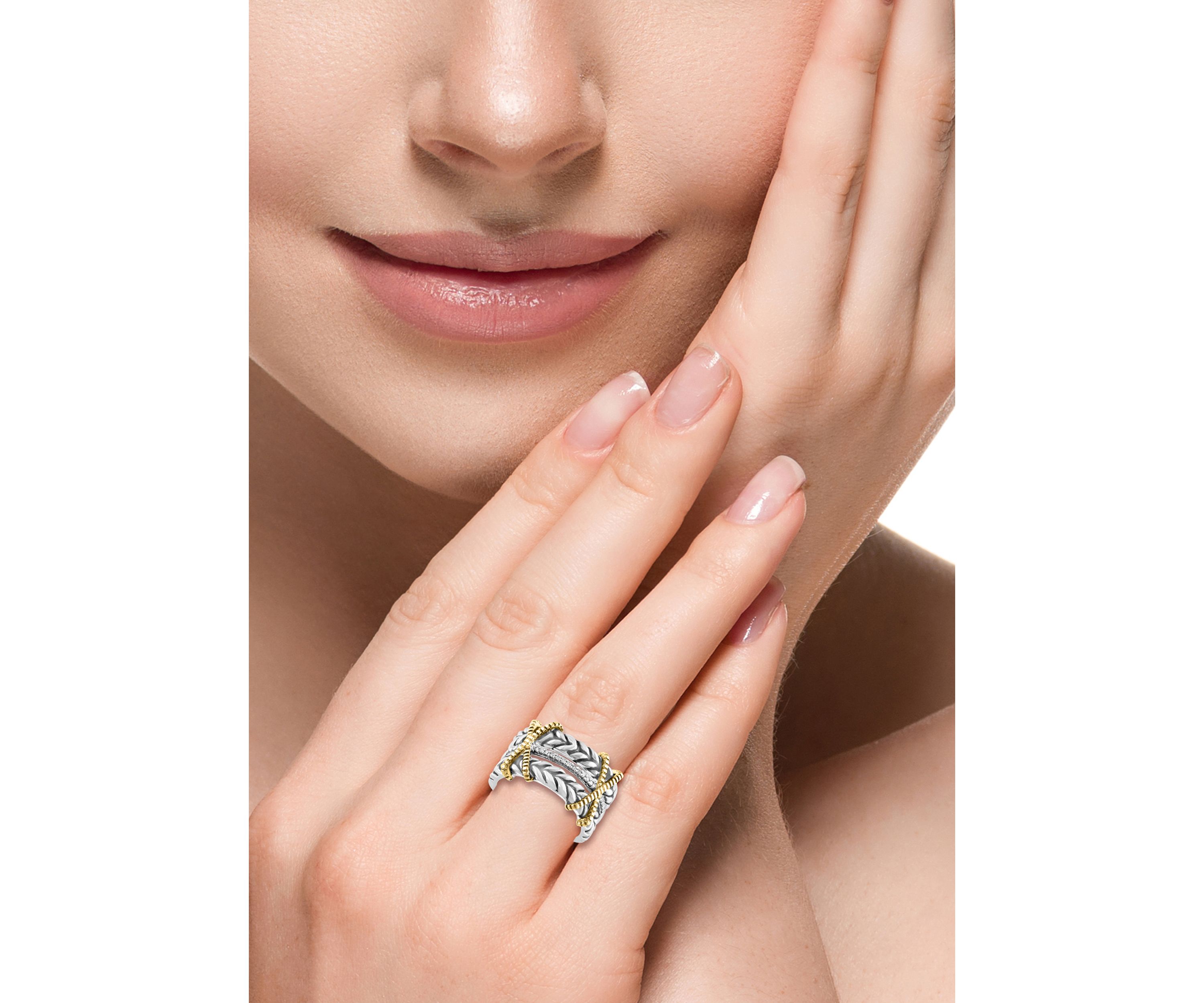 Sterling Silver/18K Yellow Gold Diamond Ring 