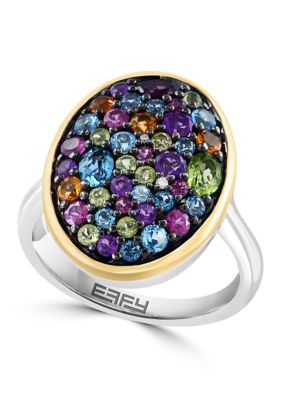 Effy Diamond Multi Ring In Sterling Silver And 14K Yellow Gold, 7 -  0617892854576