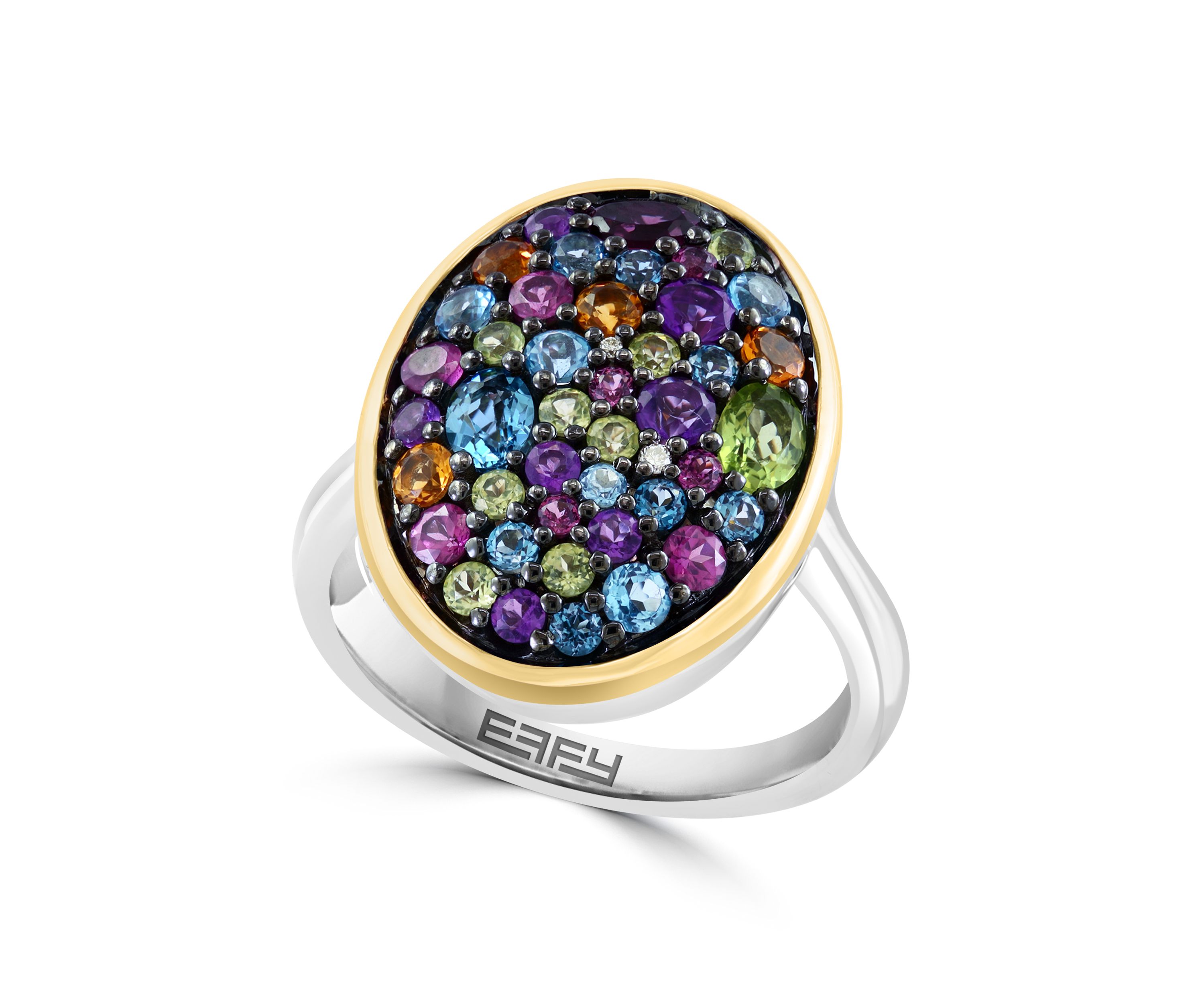 Diamond Multi Ring in Sterling Silver and 14K Yellow Gold