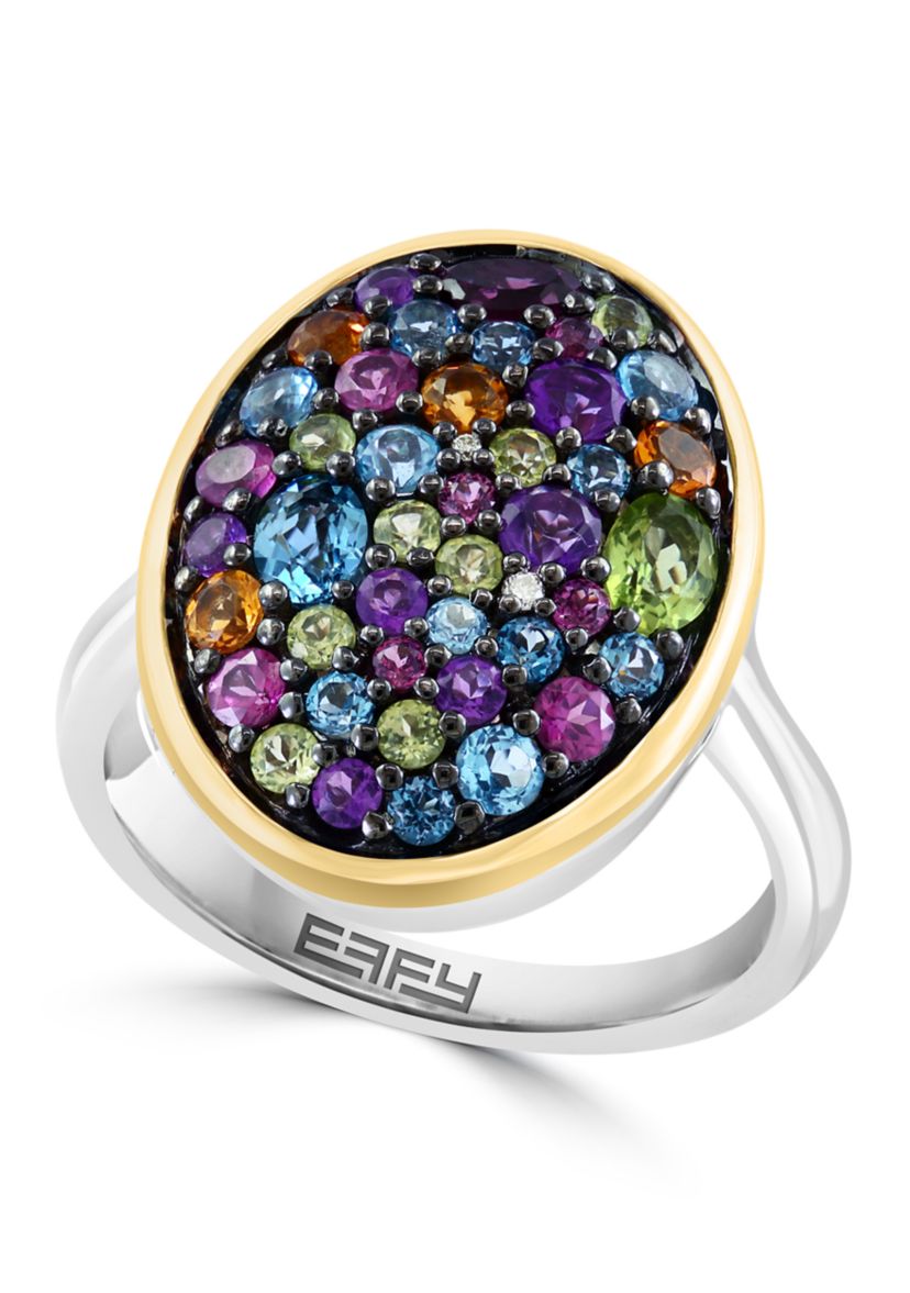 Diamond Multi Ring in Sterling Silver and 14K Yellow Gold