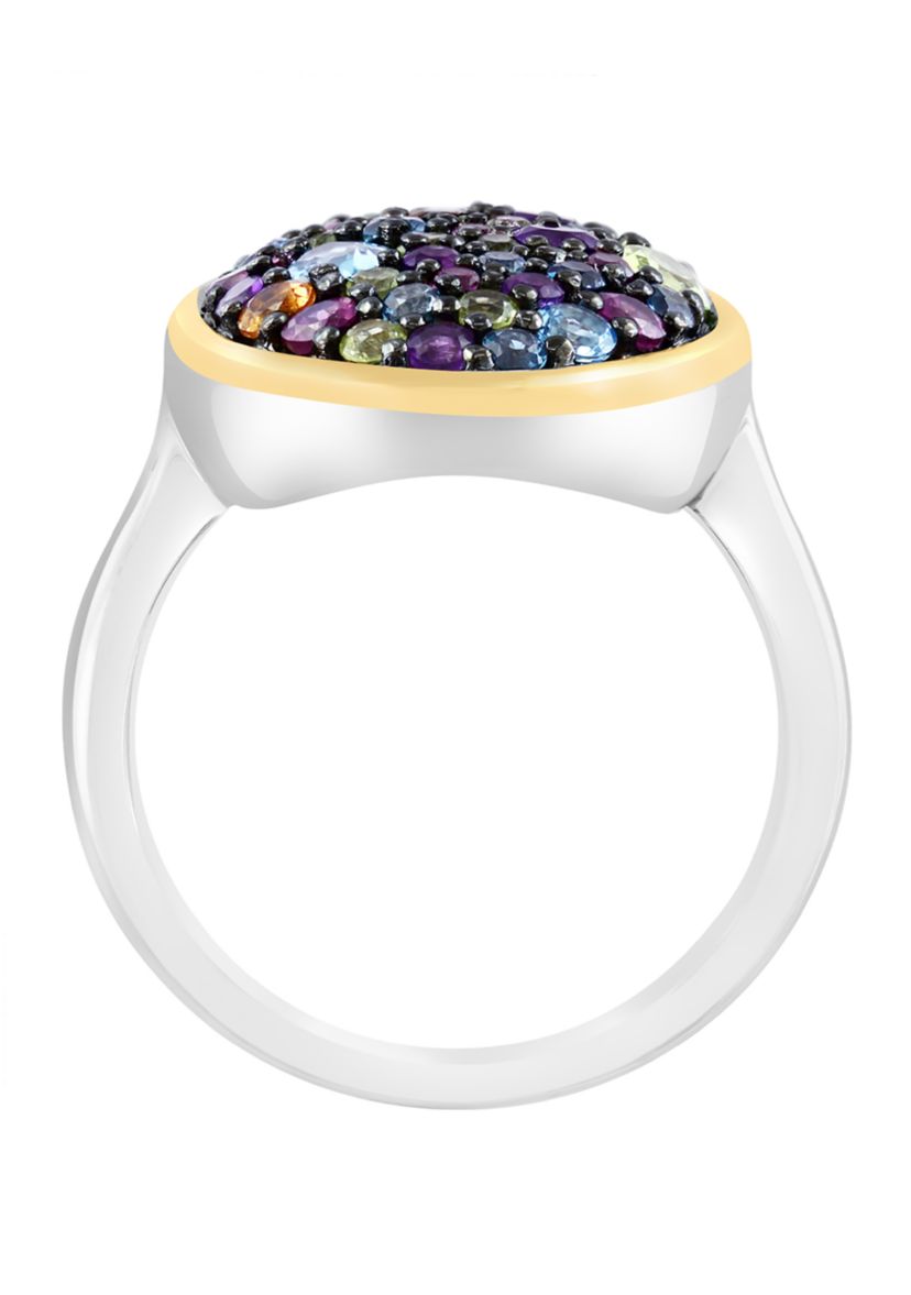 Diamond Multi Ring in Sterling Silver and 14K Yellow Gold