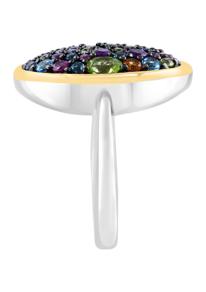 Diamond Multi Ring in Sterling Silver and 14K Yellow Gold