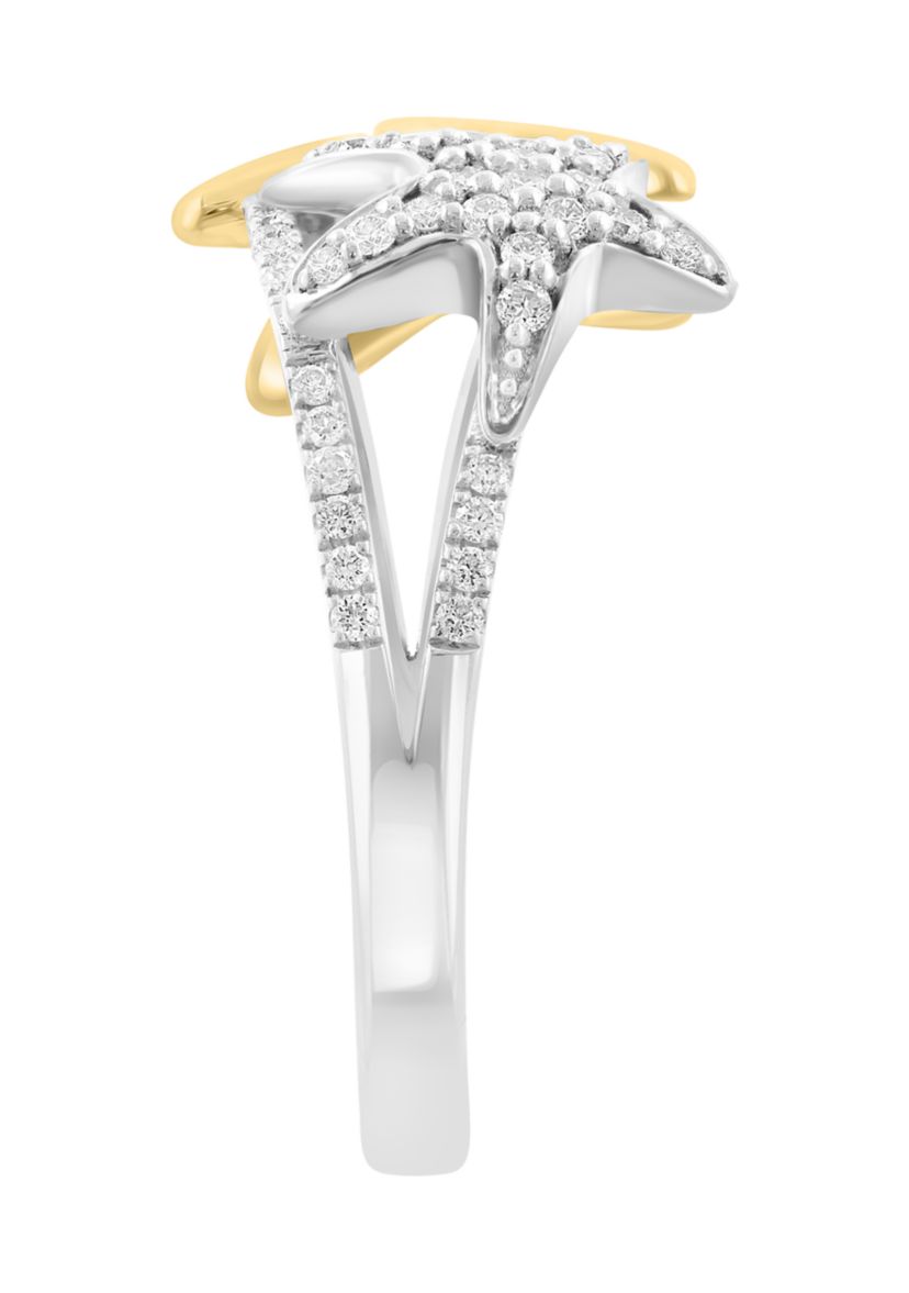 1/5 ct. t.w. Diamond Starfish Ring in Sterling Silver