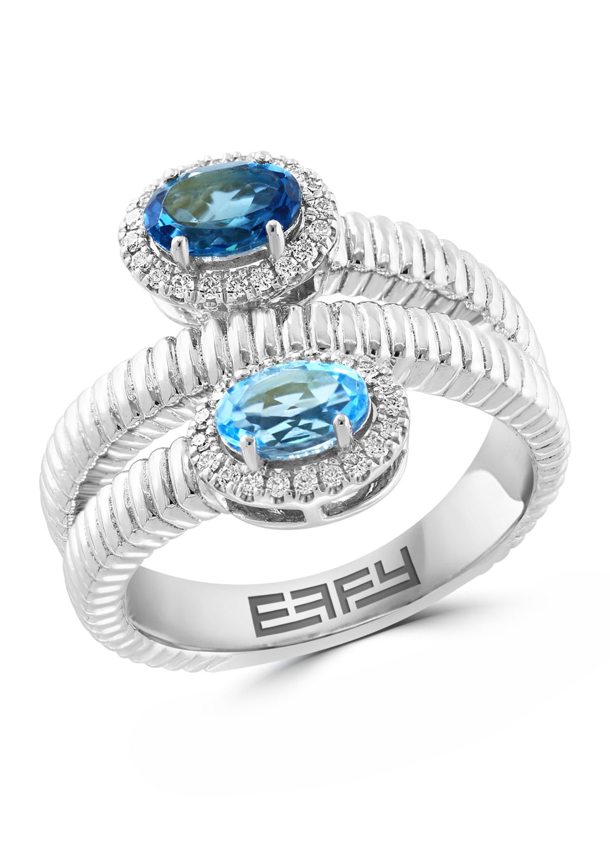 Sterling Silver Diamond and Blue Topaz Ring