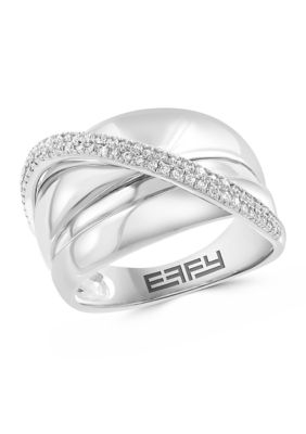 Effy 1/4 ct. t.w. Diamond Crossover Ring in Sterling Silver, 7