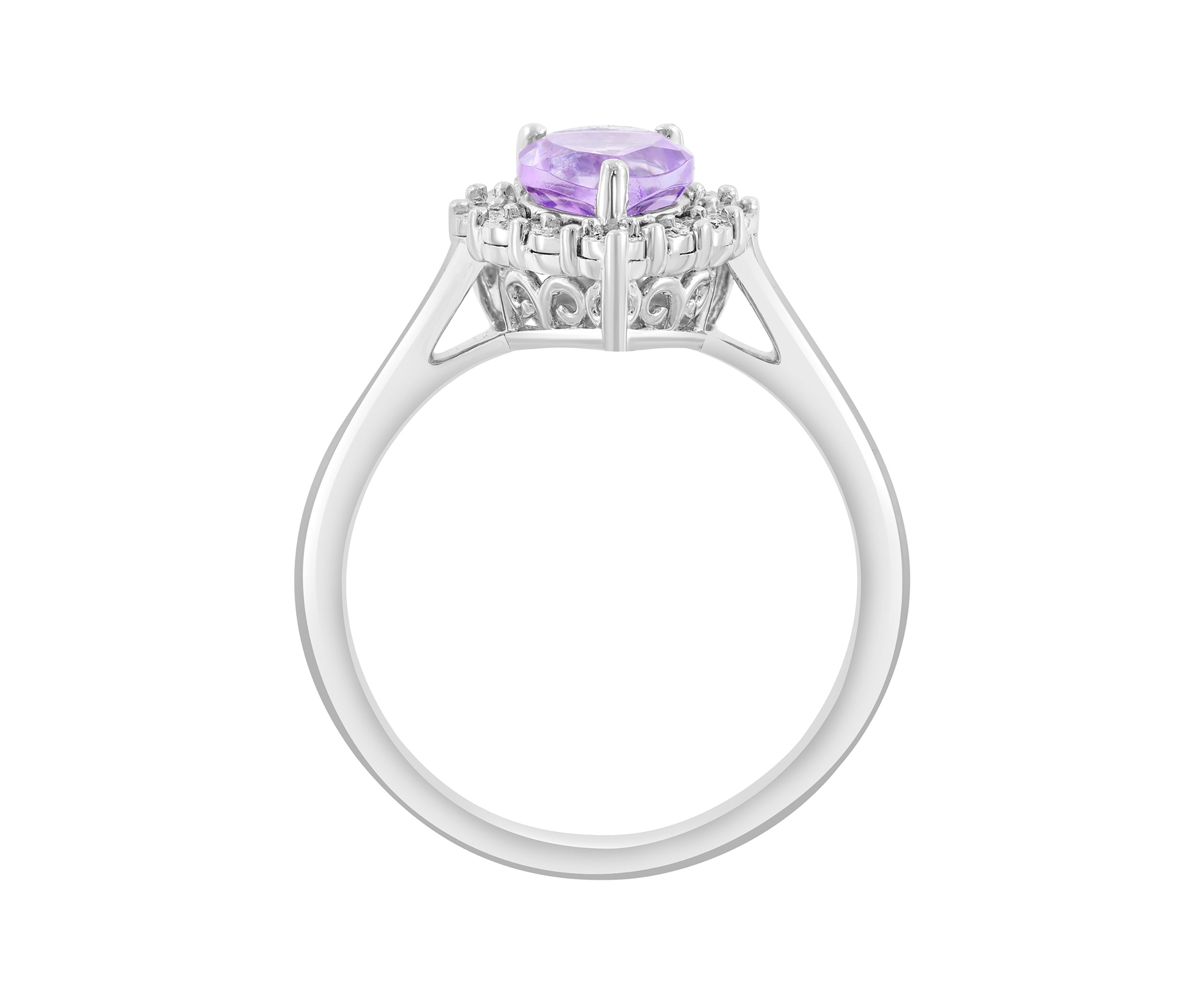 1/10 ct. t.w. Diamond and Amethyst Pear Ring in Sterling Silver