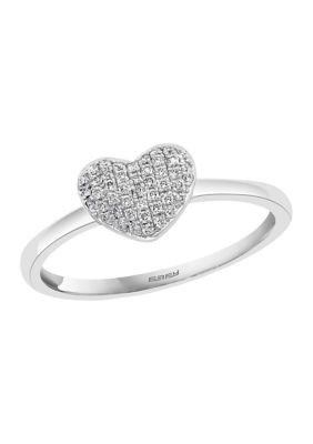 Effy 1/8 Ct. T.w. Diamond Heart Ring In Sterling Silver