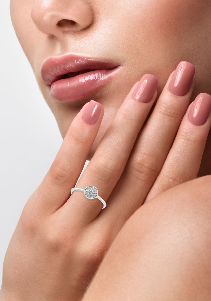 Sterling Silver Pavé Diamond Ring