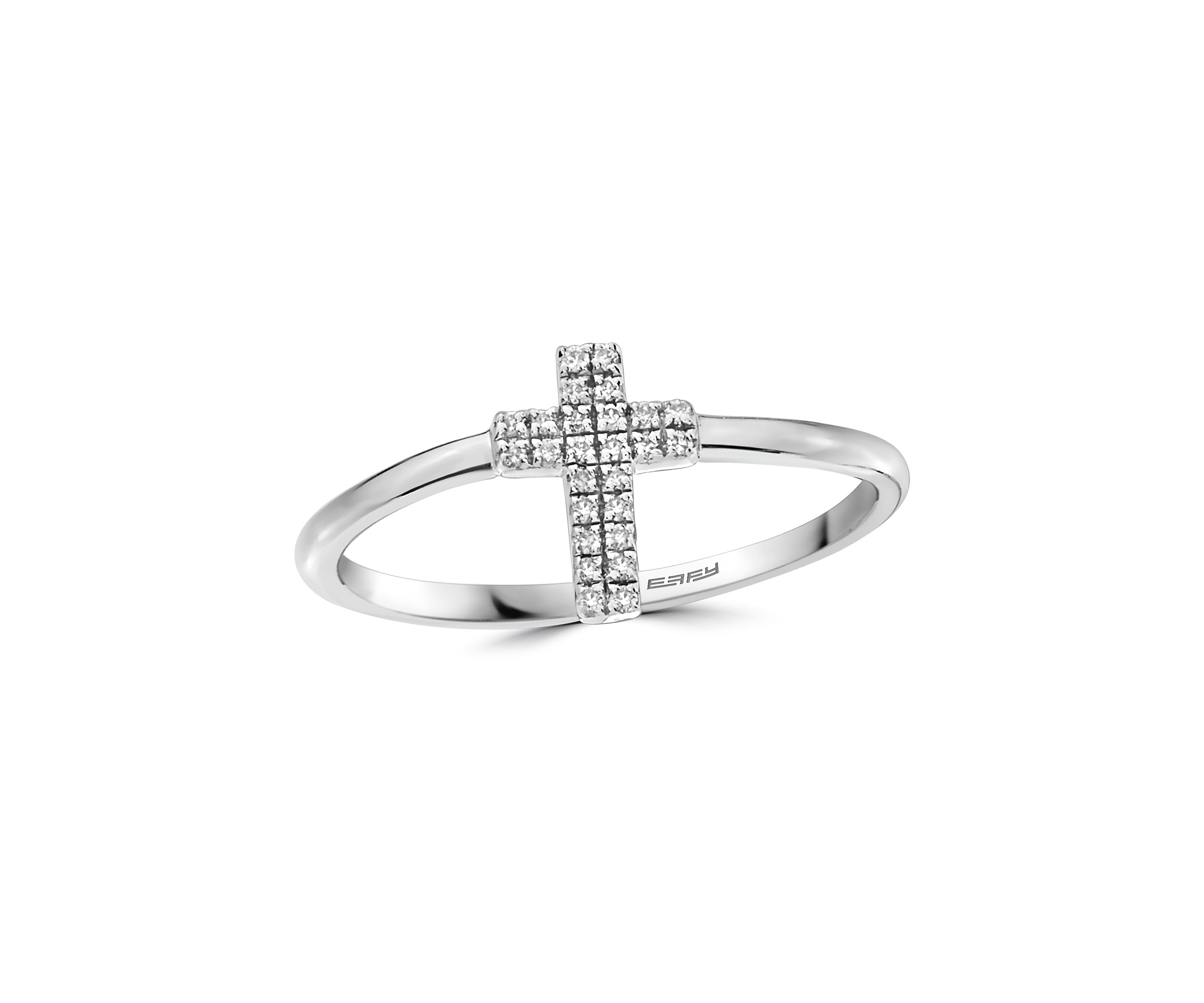 Sterling Silver Pavé Diamond Cross Ring
