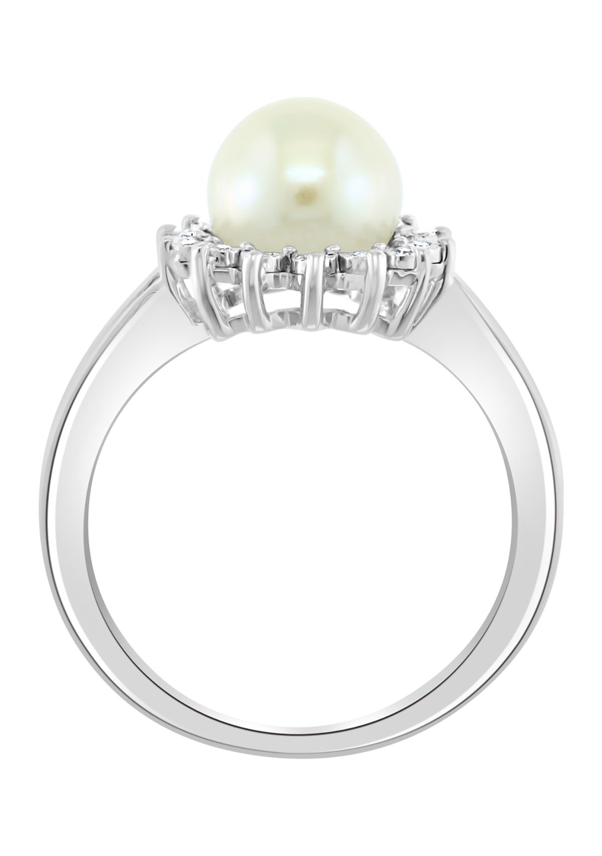 1/10 ct. t.w. Diamond and Freshwater Pearl Ring in Sterling Silver