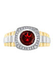  1/5 ct. t.w. Diamond and 2.15 ct. t.w. Garnet Ring in Sterling Silver 