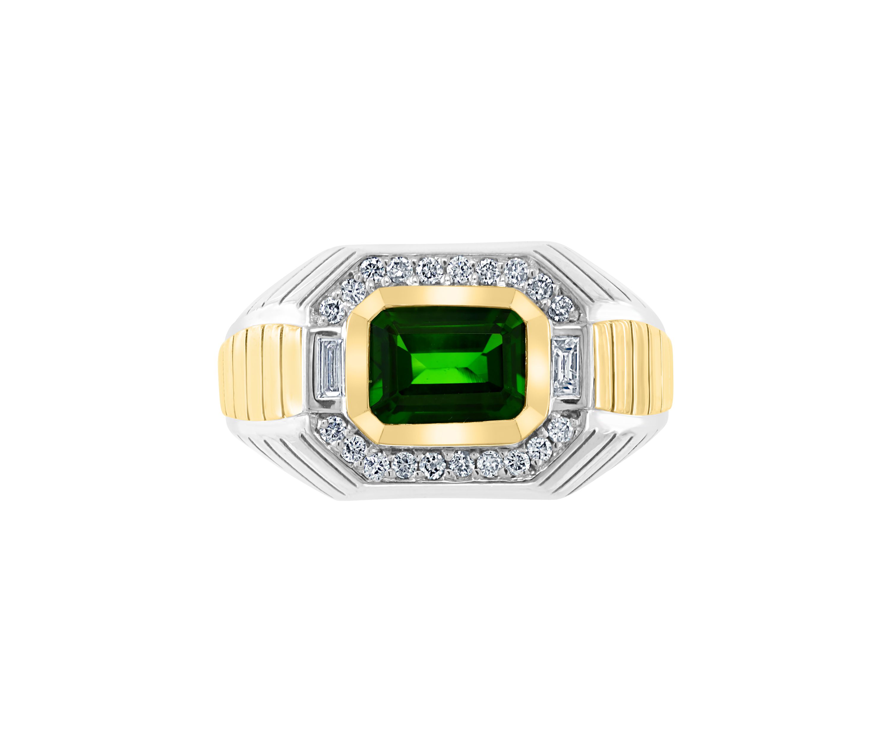  1/4 ct. t.w. Diamond and 1.6 ct. t.w. Chrome Diopside Ring in Sterling Silver