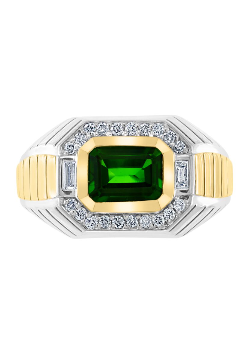  1/4 ct. t.w. Diamond and 1.6 ct. t.w. Chrome Diopside Ring in Sterling Silver