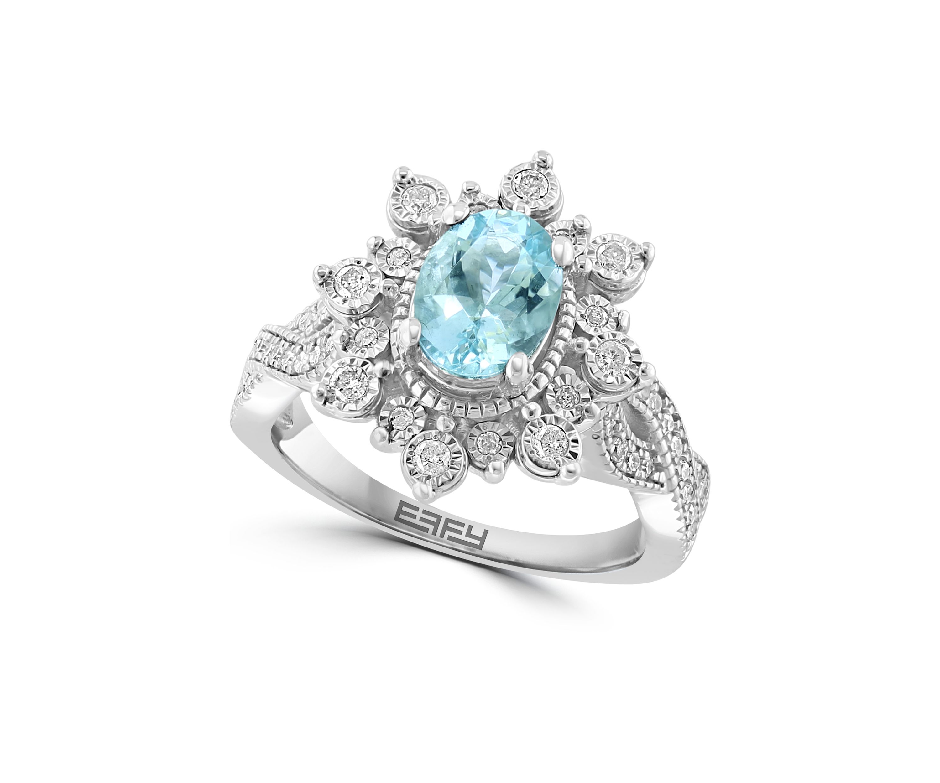 1/2 ct. t.w. Diamond Aquamarine Ring in Sterling Silver