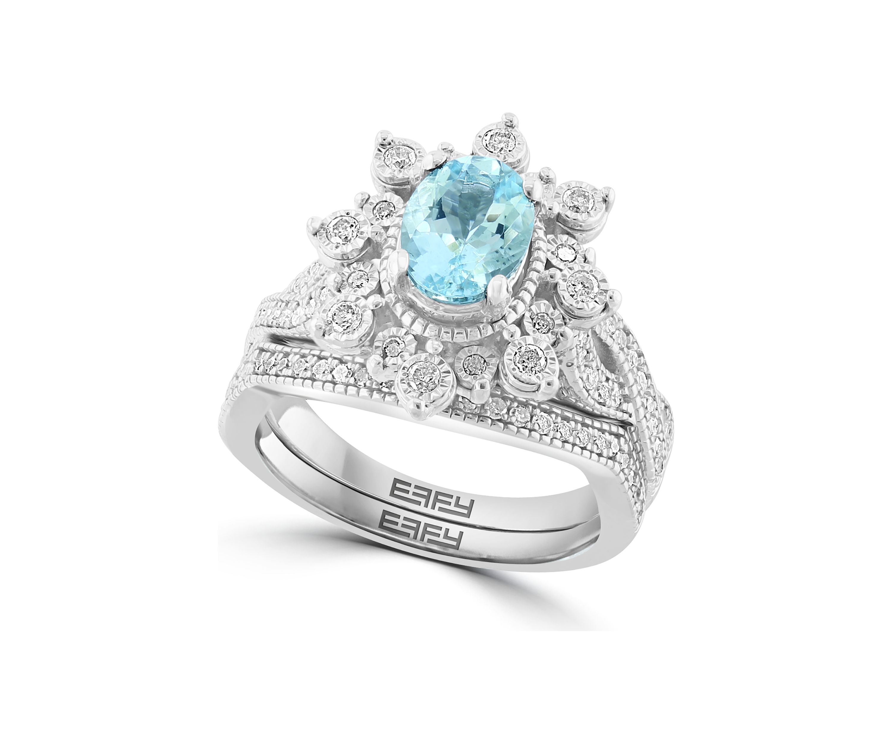 1/2 ct. t.w. Diamond Aquamarine Ring in Sterling Silver