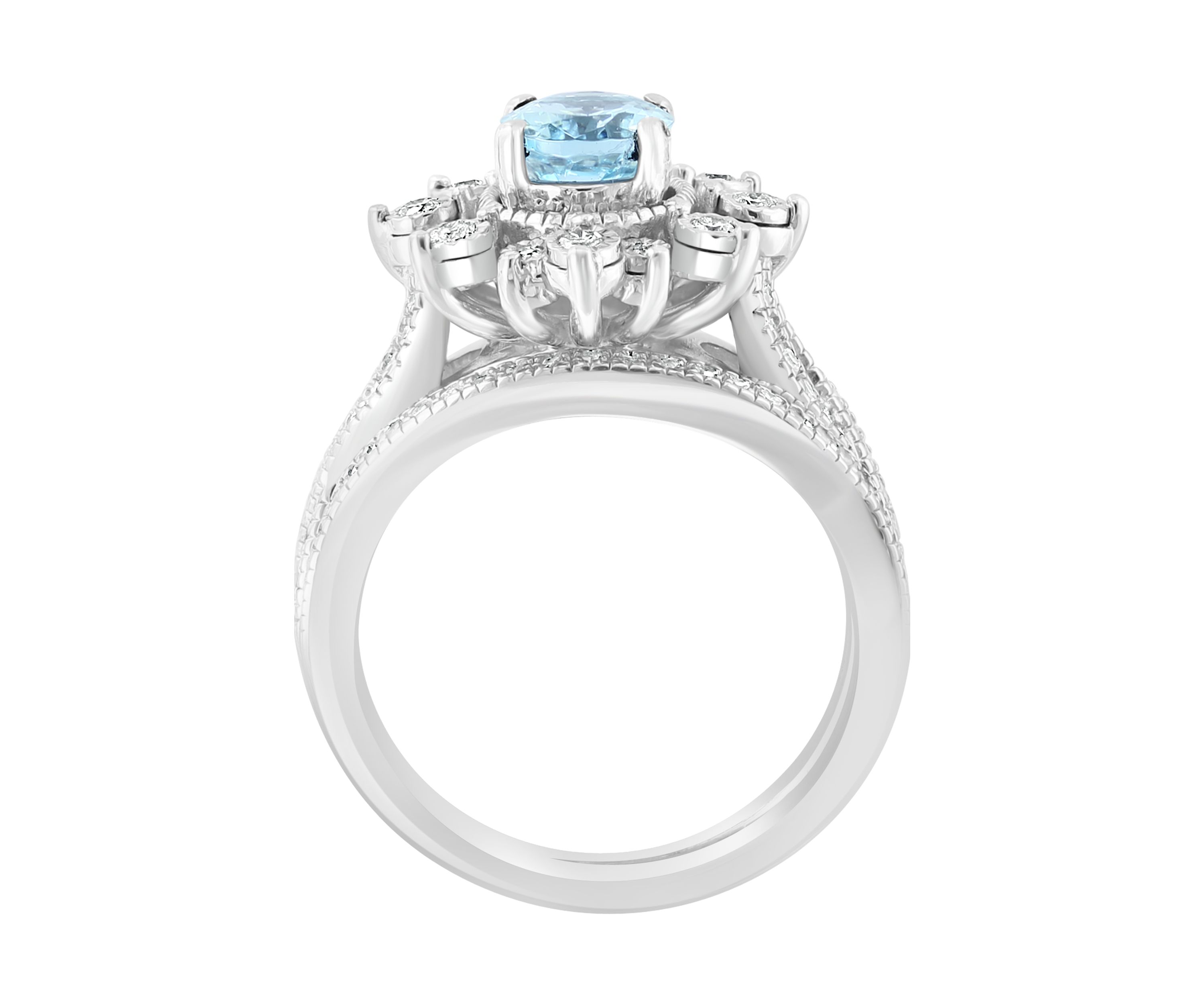 1/2 ct. t.w. Diamond Aquamarine Ring in Sterling Silver