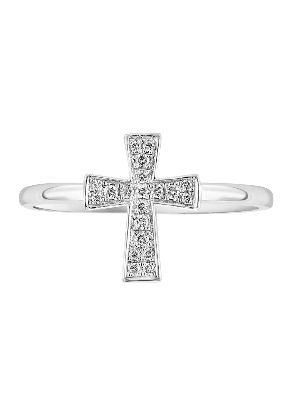 Diamond Cross Ring in Sterling Silver